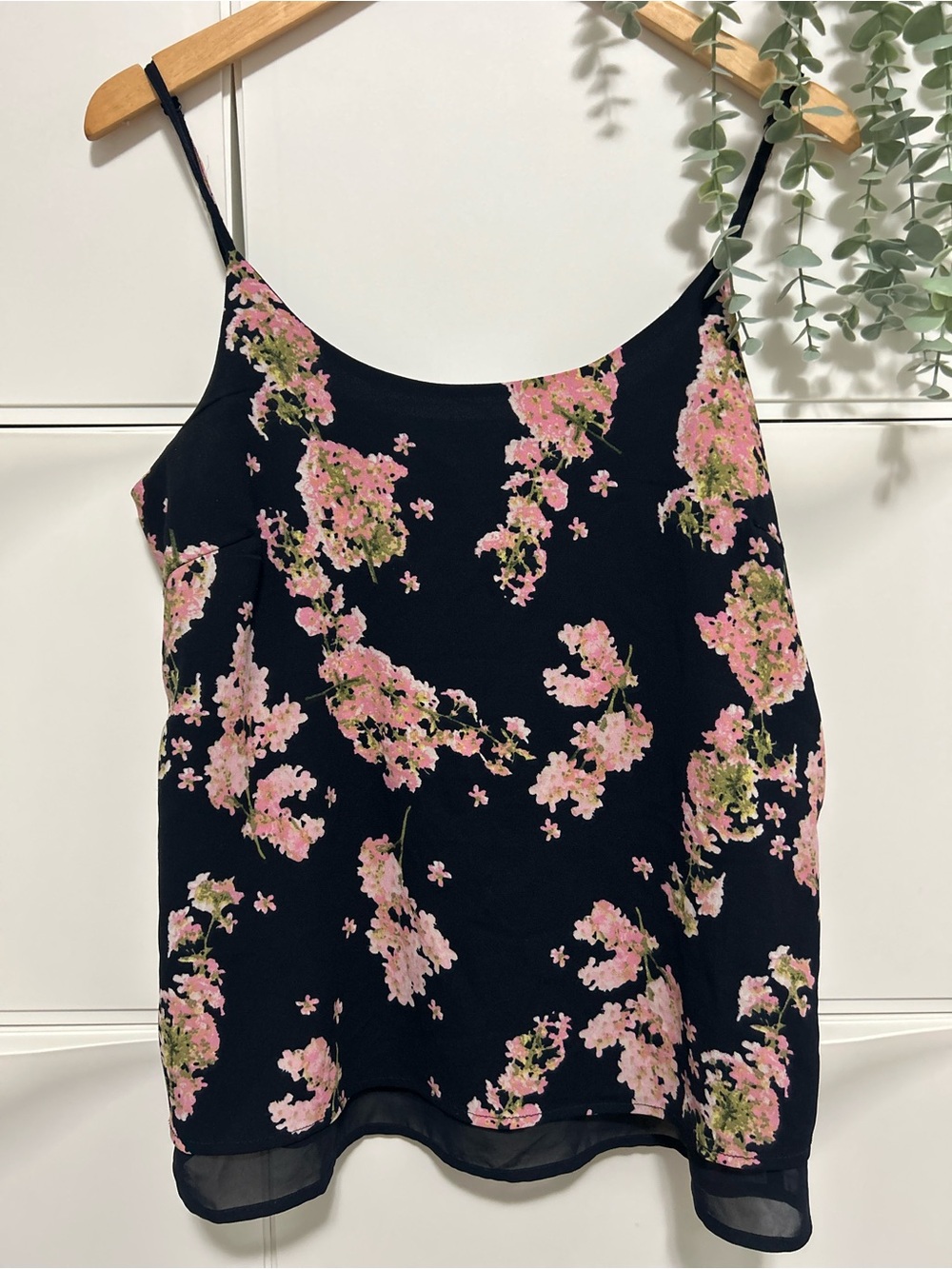 Vero Moda Navy Floral Slip Cami with Pink Blossoms
